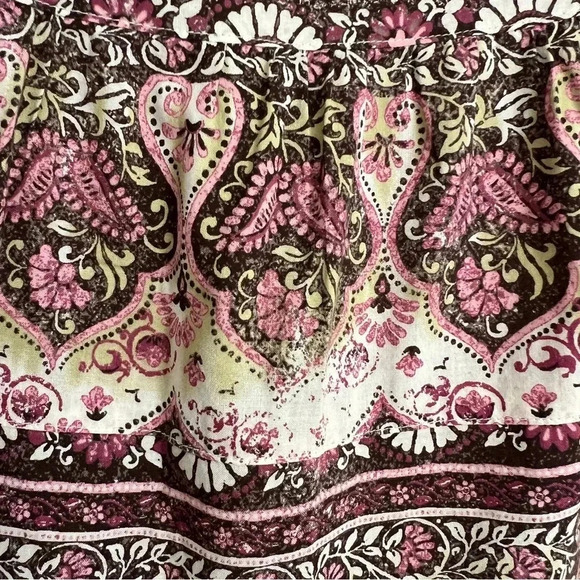 Vintage Y2K Paisley Brown Pink Print Tiered Midi Skirt Size 12 Fairy Grunge Boho - Picture 4 of 8